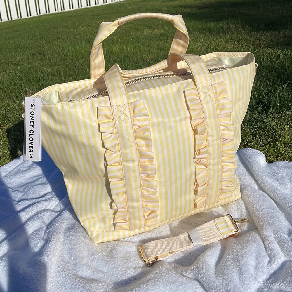 Stoney Clover Lane Yellow Striped tote Bag